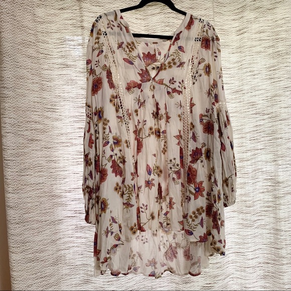 EUC Free People boho floral flowy tunic top - Picture 4 of 9